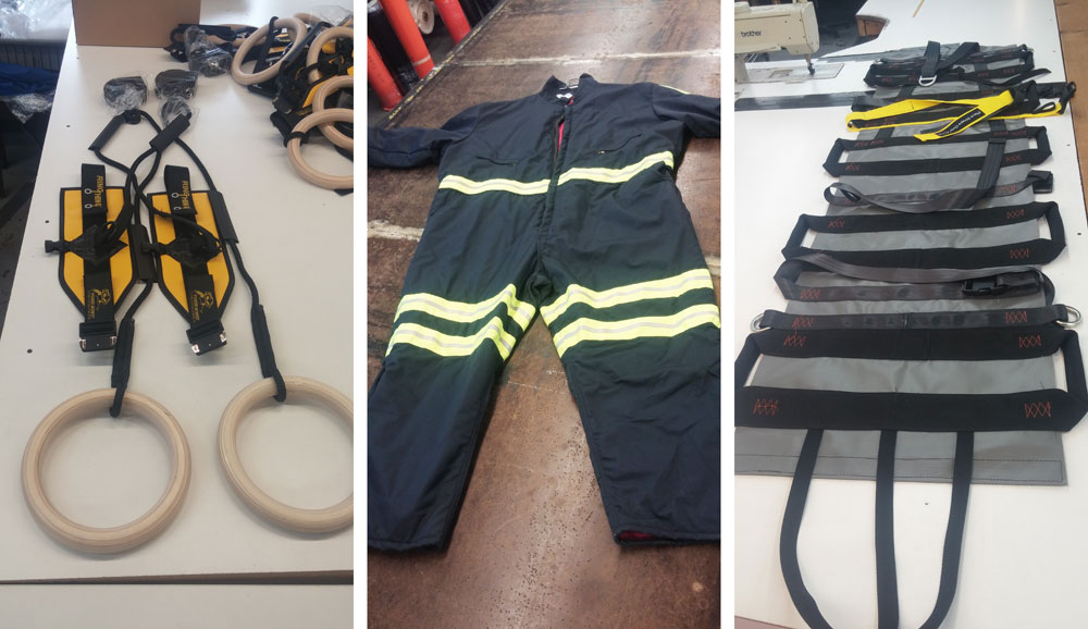 Custom made Gym rings, Firemen suit, and stretches